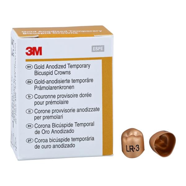3M Solventum 940543 Unitek Crowns Gold Anodized 1st Bicuspid #3 Lower Right 5/Bx 3M Solventum 940543 Unitek Crowns Gold Anodized 1st Bicuspid #3 Lower Right 5/Bx